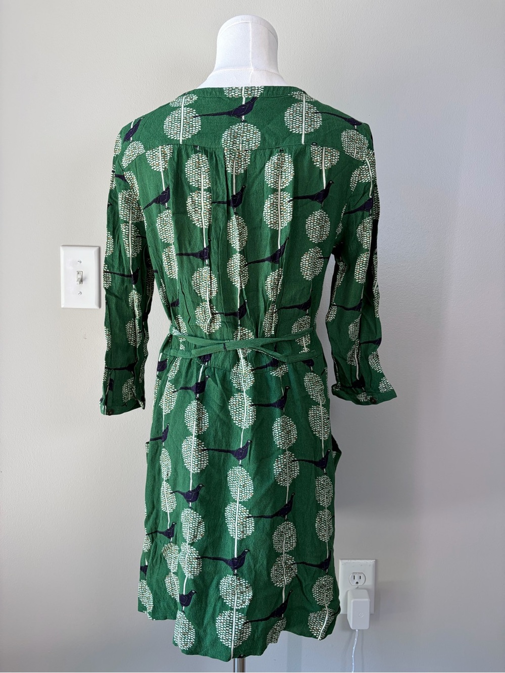 Maeve Green Devery Birds Novelty Print Tunic Shirt Dress - Picture 3 of 13